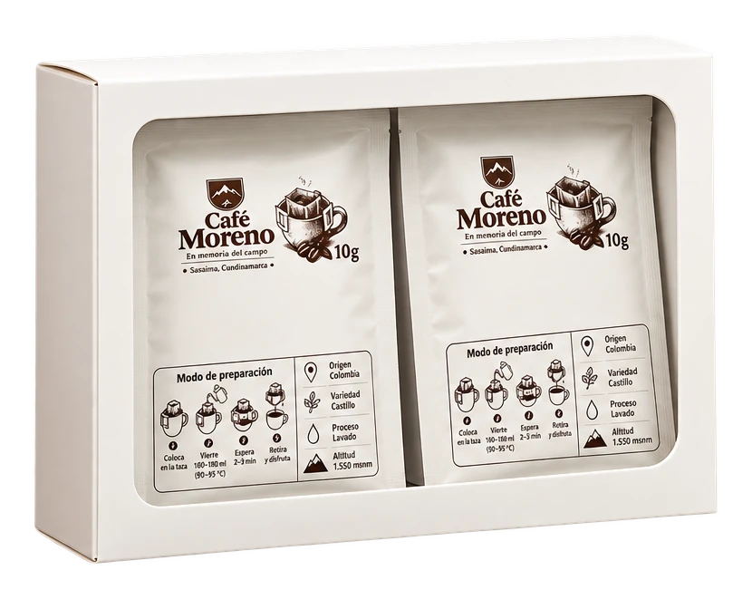Caja Café Moreno con 10 sobres individuales de drip